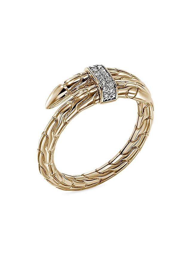 Womens Chain Classic Spear Single Coil 14K Yellow Gold & 0.08 TCW Diamond Ring Product Image