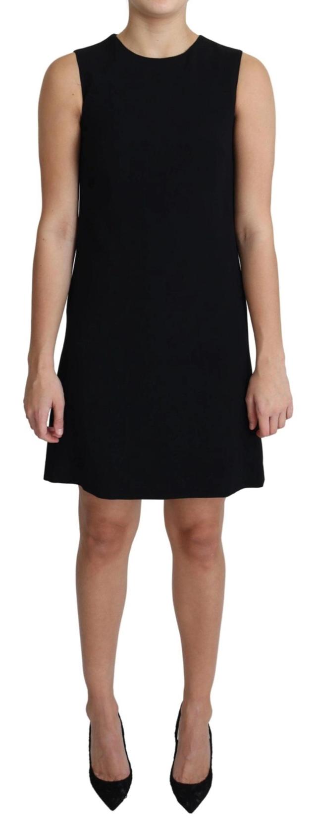 DOLCE & GABBANA Black Viscose Stretch A-line Shift Mini Dress Product Image