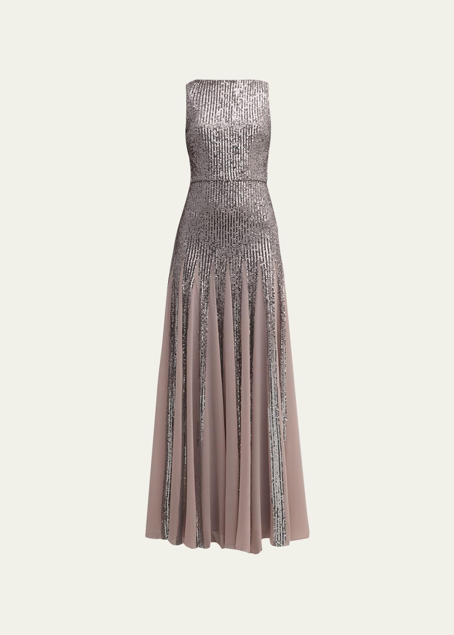 Sleeveless Sequin Godet Gown Product Image