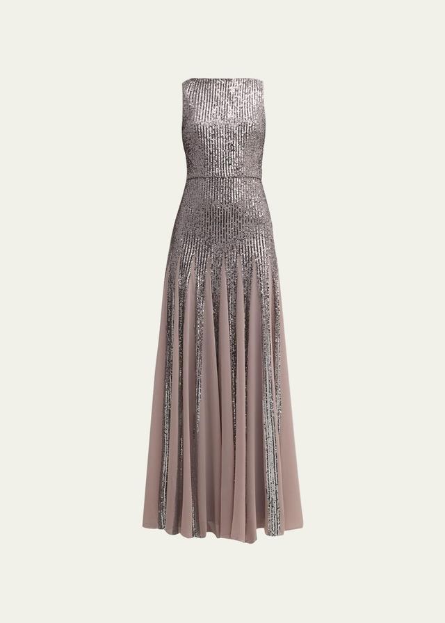 Sleeveless Sequin Godet Gown Product Image