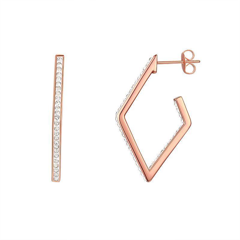 Chrystina Crystal Inside Outside Rhombus Post Hoop Earrings, Womens, Rose Gold Tone Product Image