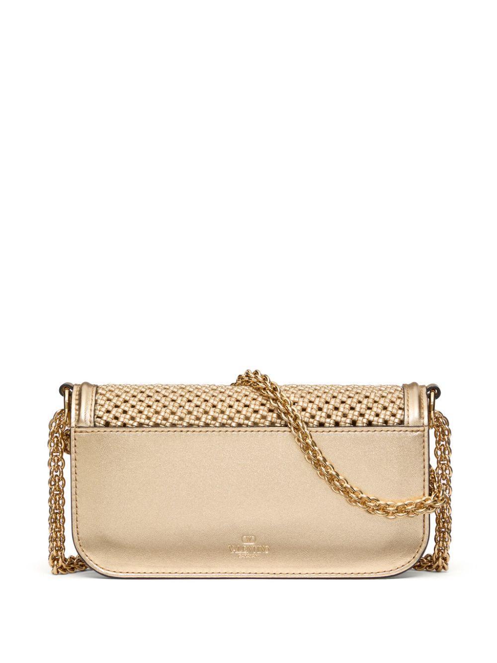 VALENTINO GARAVANI Mini Leather Shoulder Handbag In Gold Product Image