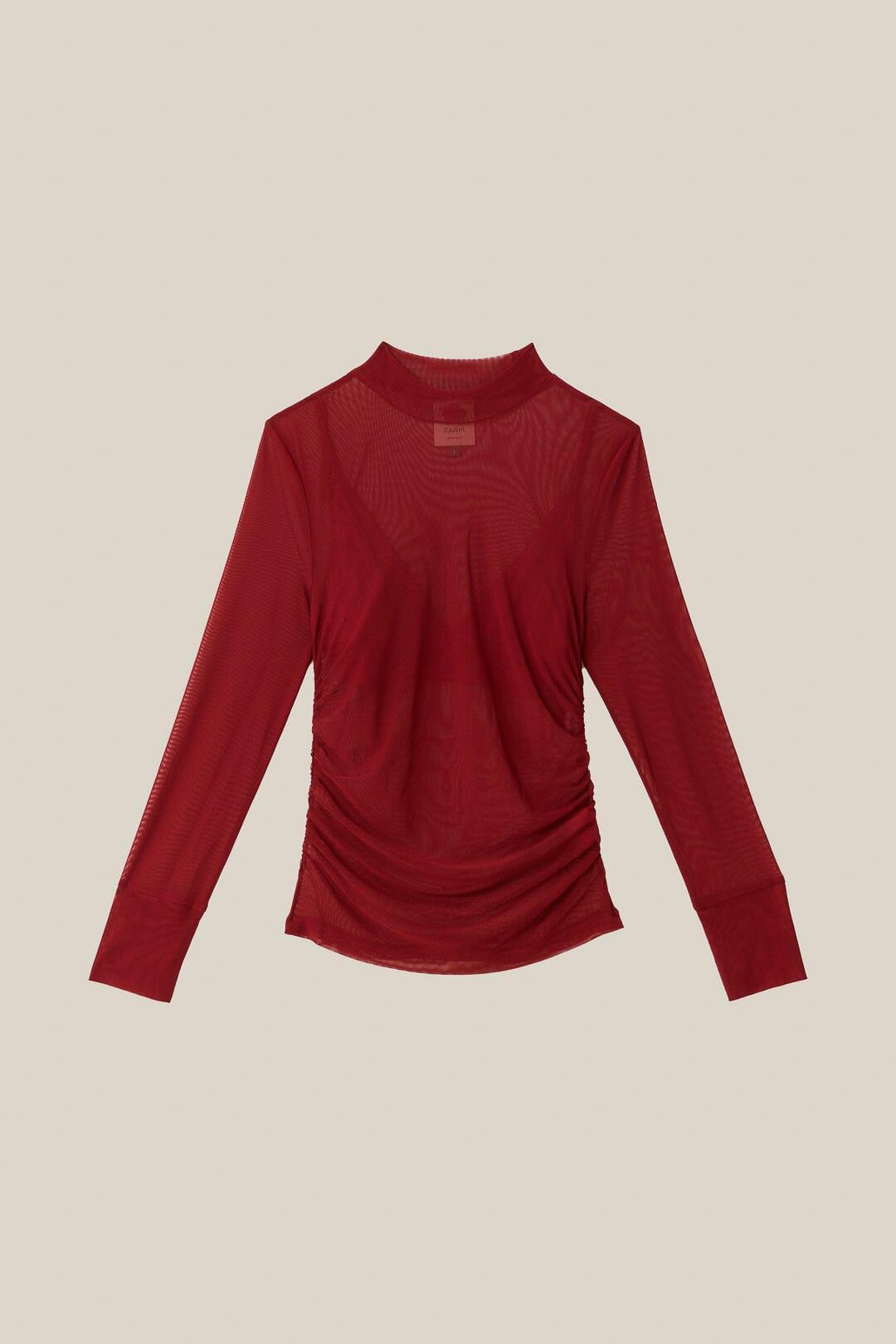 Burgundy Jersey Blouse, BURGUNDY / S Product Image