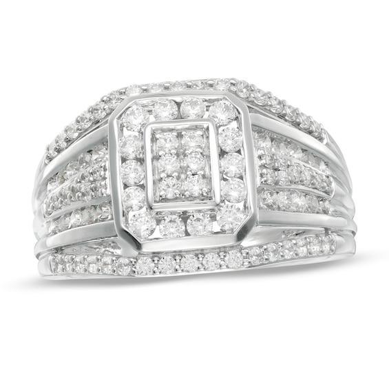 Men's 1 CT. T.w. Composite Diamond Multi-Row Ring in 10K White Gold Product Image