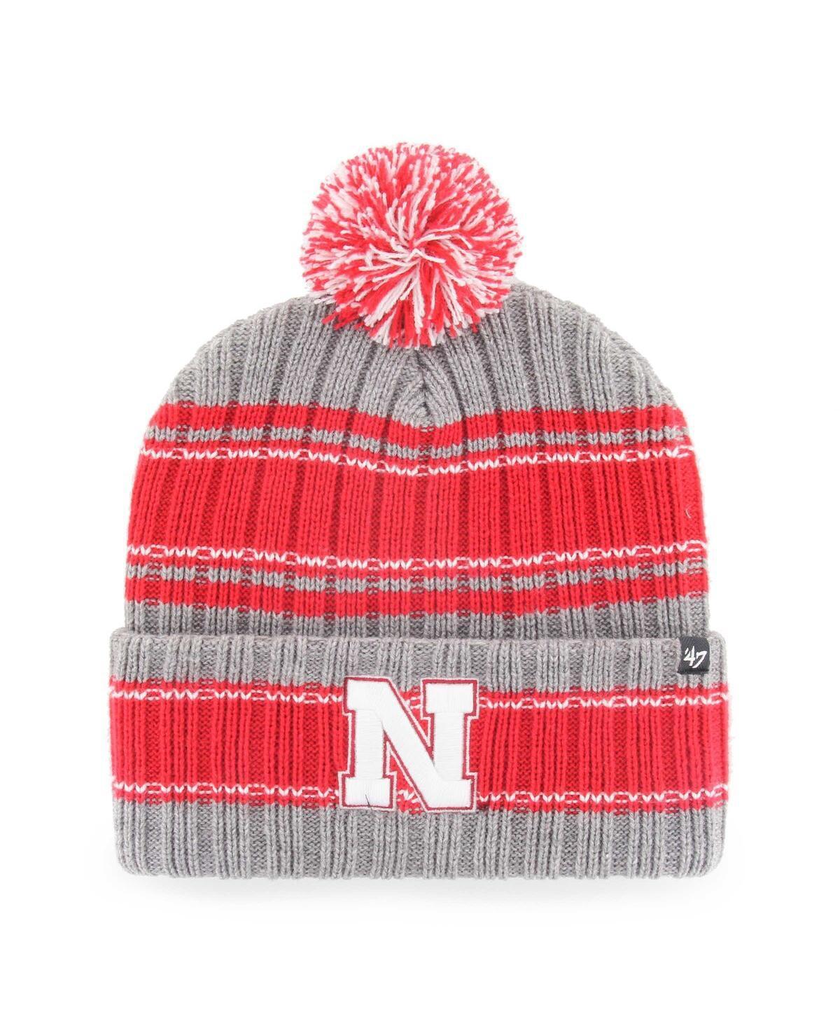 Mens 47 Gray Nebraska Cornhuskers Rexford Cuffed Knit Hat with Pom Product Image