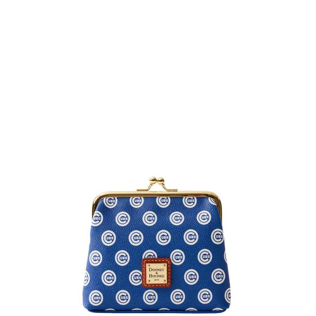 Dooney & Bourke Womens MLB Cubs Large Framed Coated Cotton Purse Bag in Blue Product Image