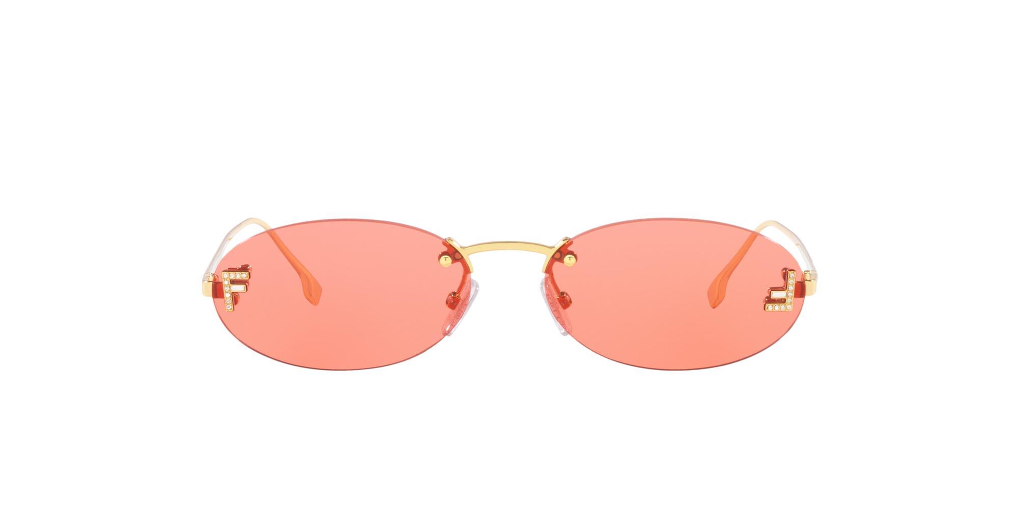 Fendi Embellished FF Oval Metal Sunglasses  - SHINY ENDURA GOLD Product Image