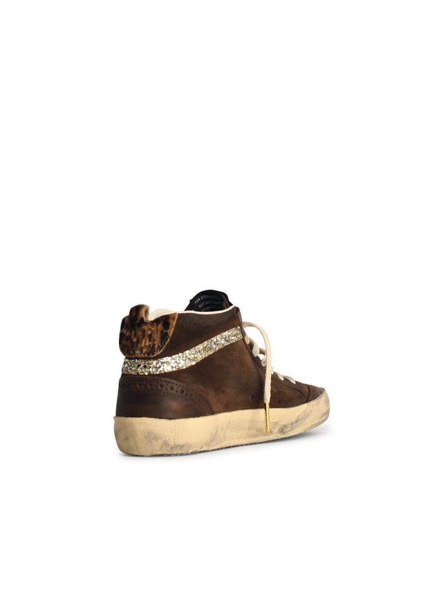 Mid Star Canvas Wing-tip Sneakers In Brown Product Image