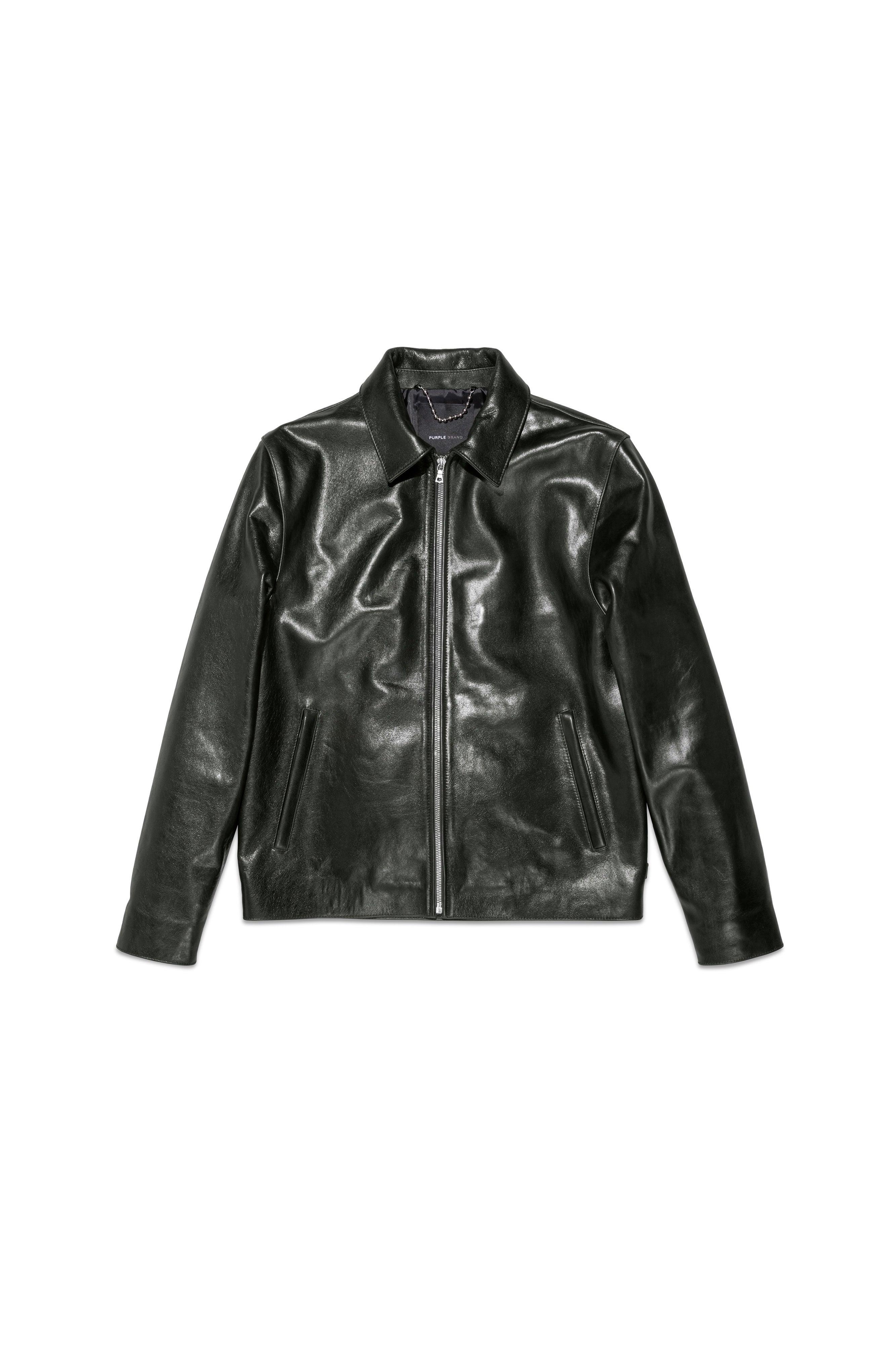 Leather Front Zip Jacket Male Product Image