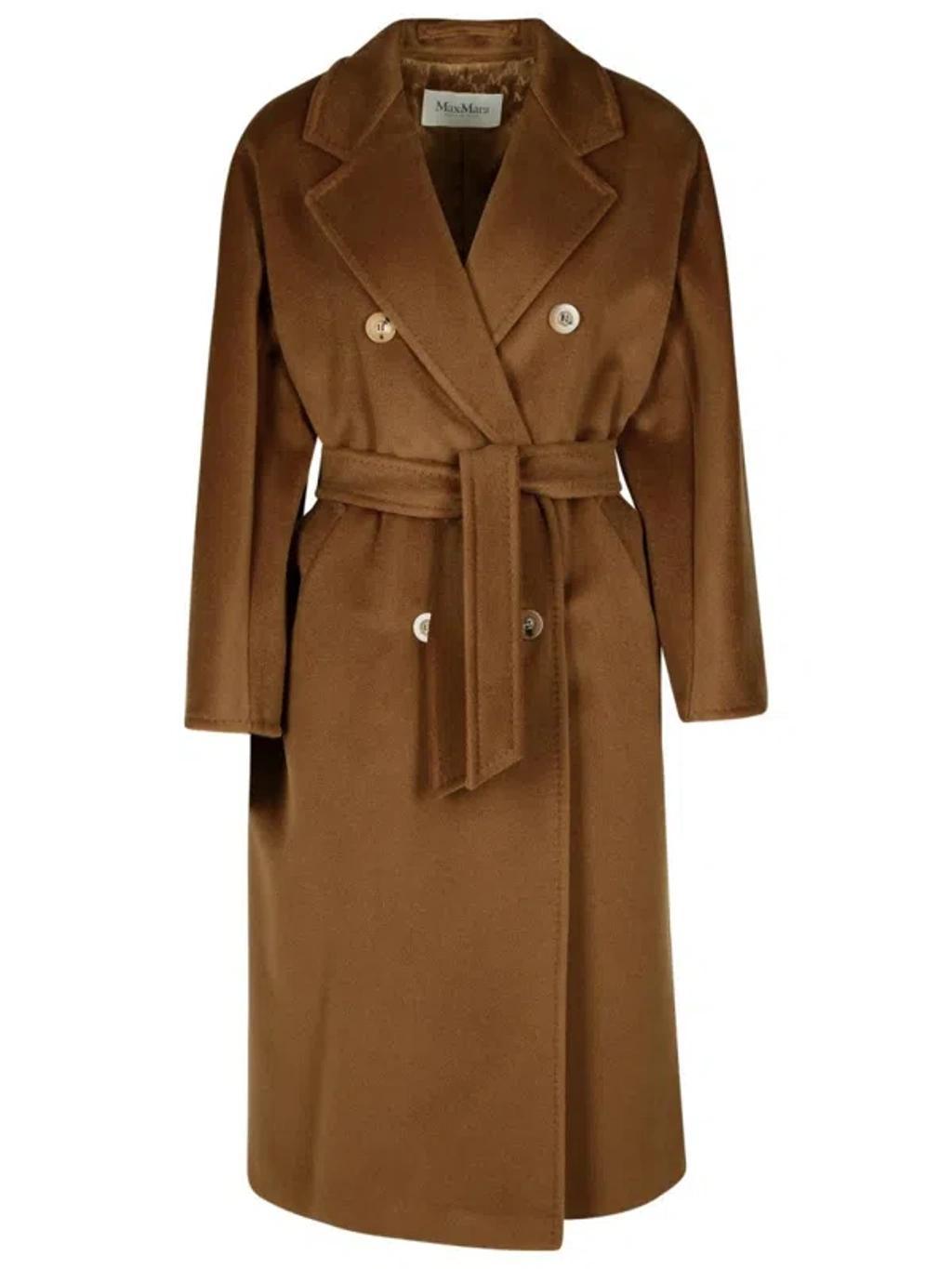 Madame Double-breasted Wool And Cashmere-blend Coat In Brown Product Image