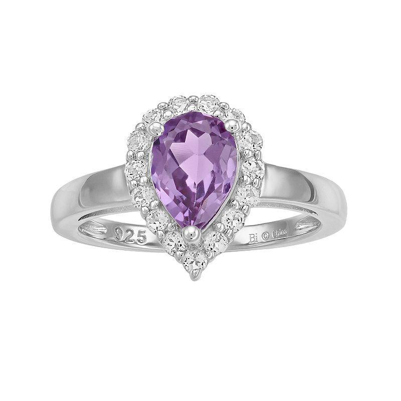 Gemminded Sterling Silver Lab-Created Alexandrite & White Topaz Ring, Womens Product Image