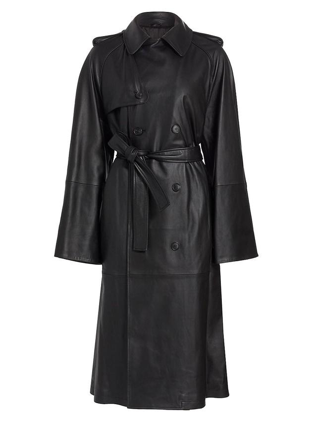 Womens Leather Trench Coat Product Image