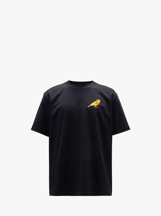 T-SHIRT WITH CANARY EMBROIDERY in black | JW Anderson US  Product Image