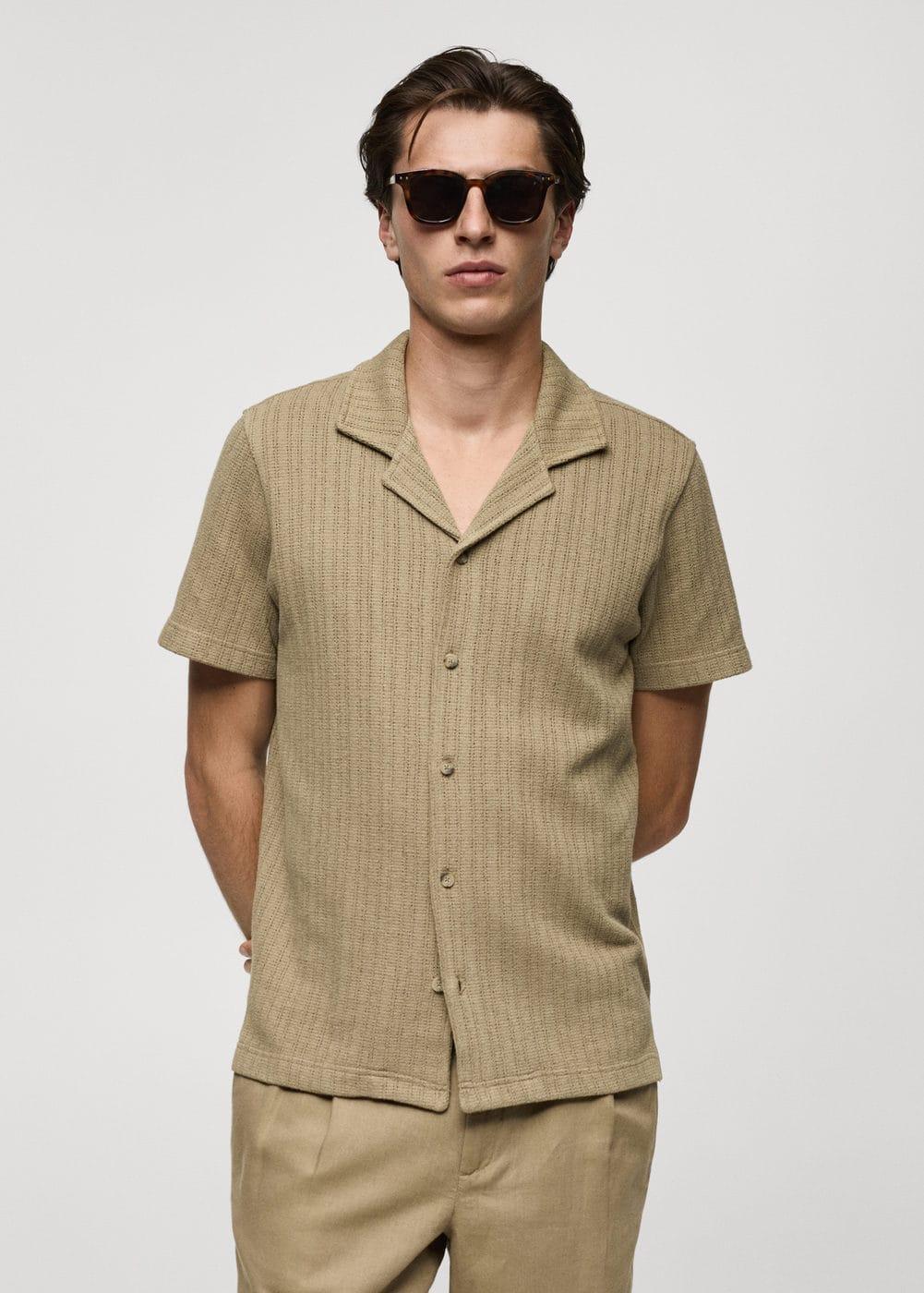 MANGO MAN - Regular-fit knitted shirt khakiMen Product Image