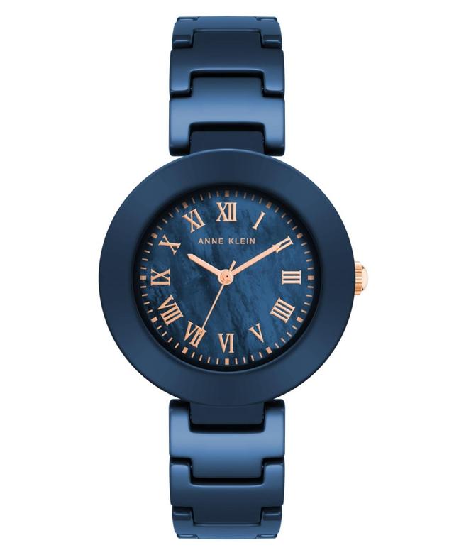 Anne Klein Womens Three-Hand Quartz Navy Ceramic Bracelet Watch, 24.5mm Product Image