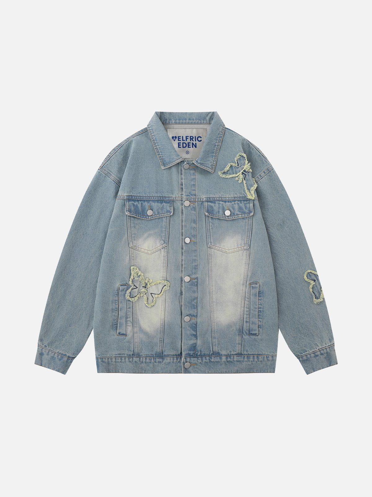 Aelfric Eden Applique Embroidery Butterfly Denim Jacket Product Image