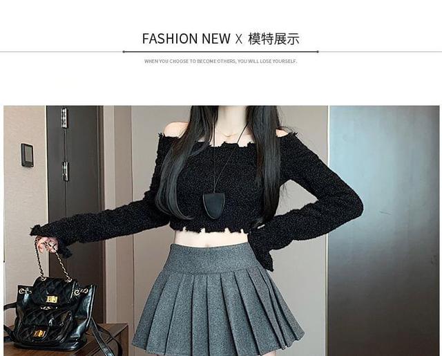 High Rise Pleated Mini A-Line Skirt Product Image