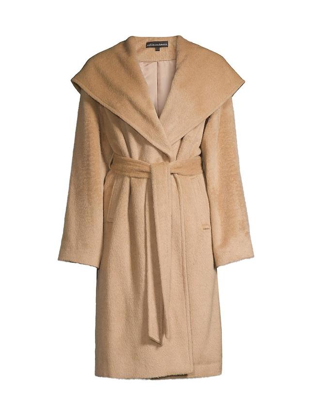 Womens Alpaca-Blend Hooded Wrap Coat Product Image