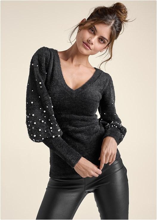 Pearl Puff Sleeve Sweater Product Image