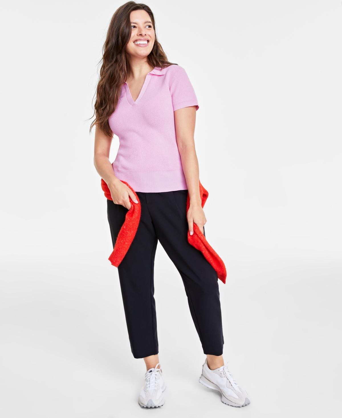 On 34th Womens Collared Short-Sleeve Sweater, Created for Macys Product Image