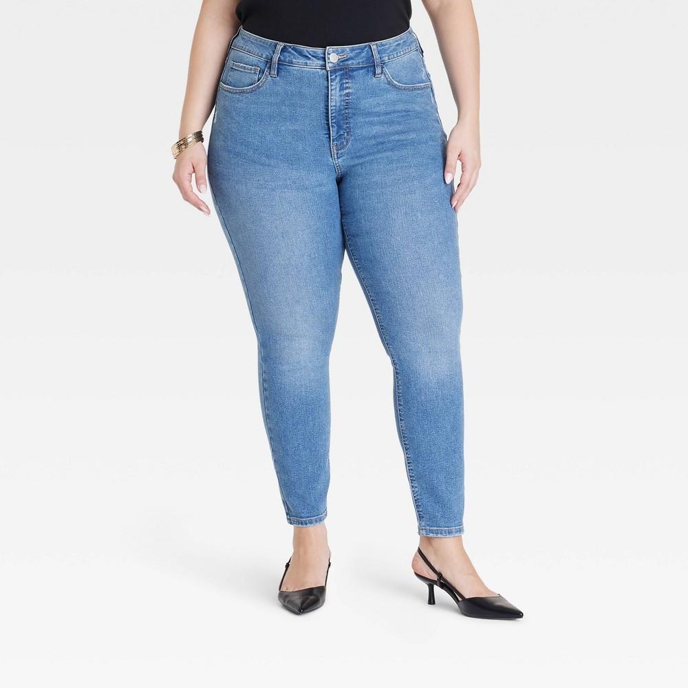 Womens High-Rise Skinny Jeans - Ava & Viv Blue 28 Product Image