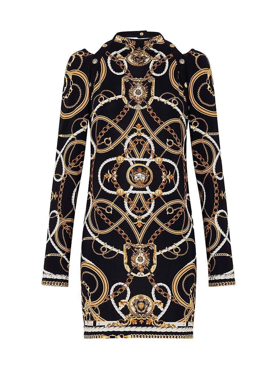 Womens Coast To Coast Chain-Print Jersey Long-Sleeve Minidress Product Image