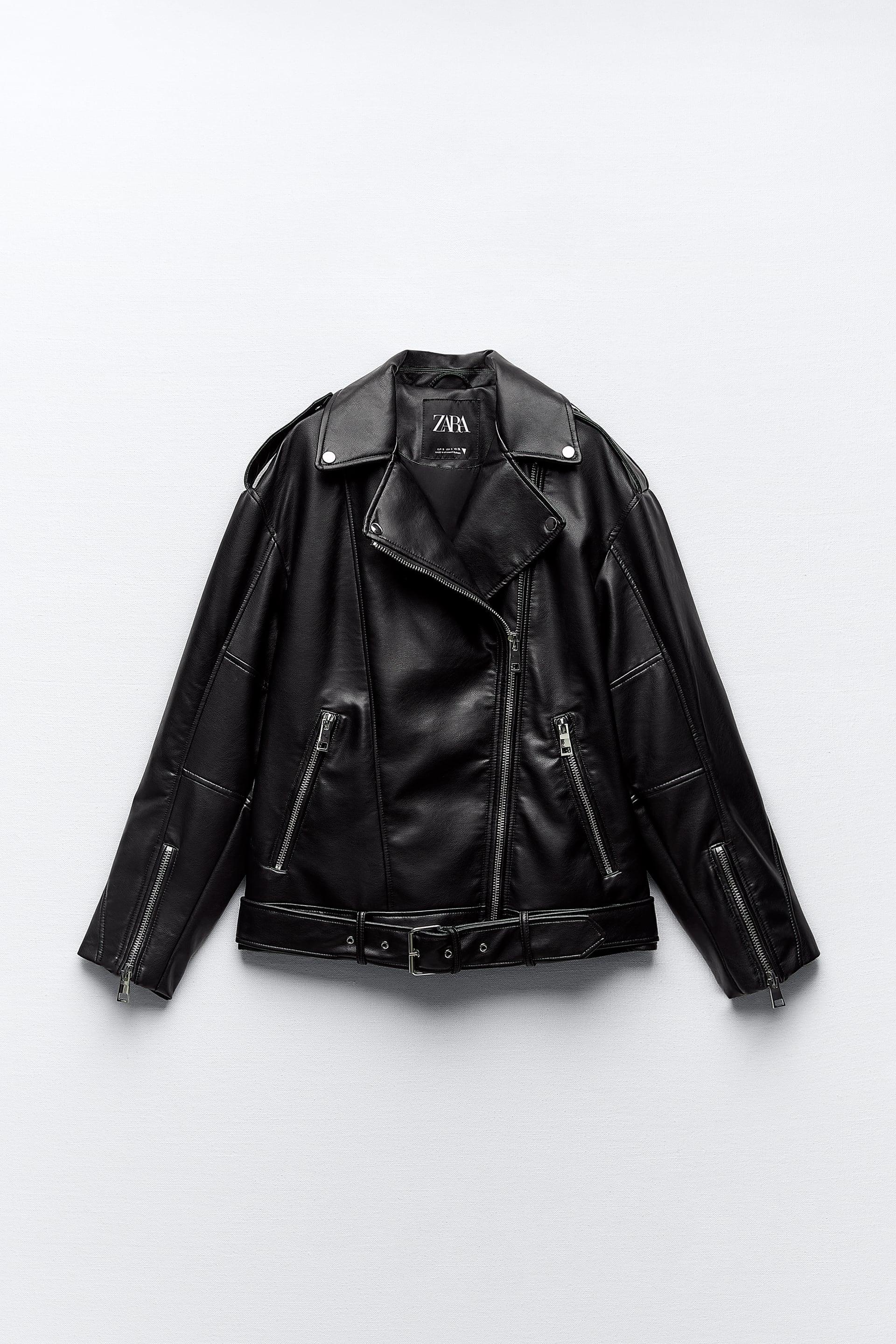 OVERSIZED FAUX LEATHER BIKER JACKET Product Image