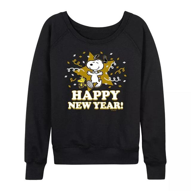 Womens Peanuts Snoopy Happy New Year Lightweight French Terry Sweatshirt Product Image