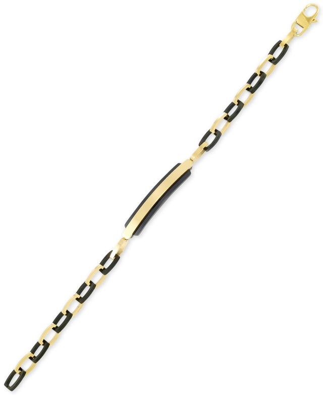 Legacy for Men by Simone I. Smith Two-Tone Id Plate Bracelet in Black & Yellow Ion-Plated Stainless Steel Product Image