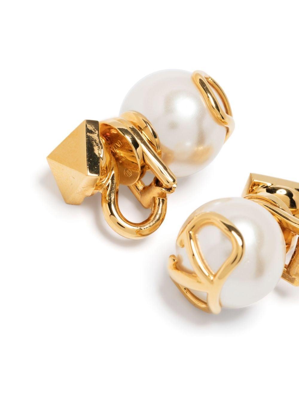 Vlogo Signature Faux-pearl Stud Earrings In Gold Product Image