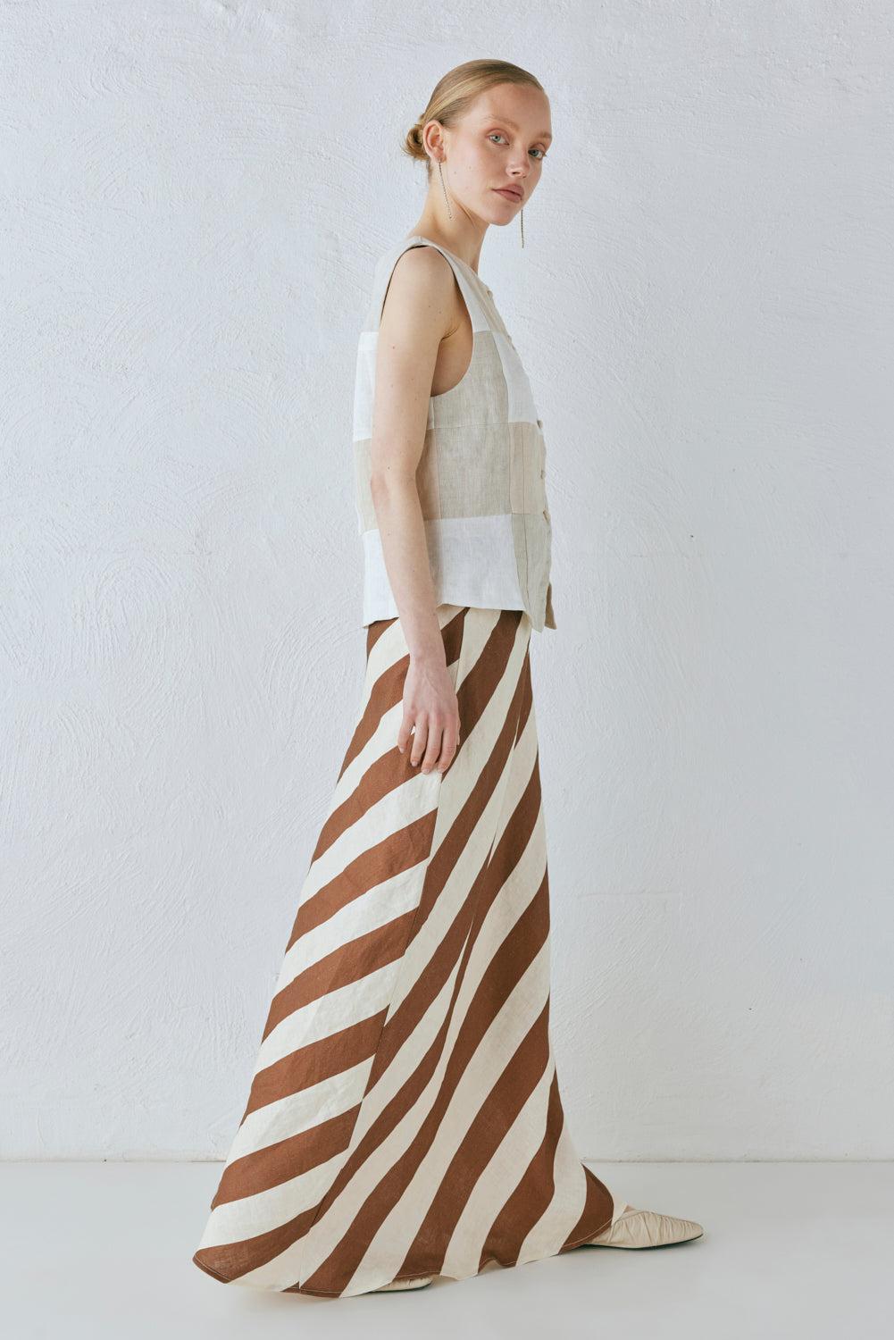 Sun Linen Maxi Skirt Stripe Product Image