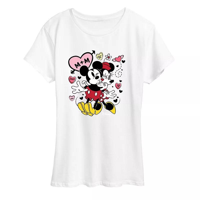 Disneys Mickey & Minnie Mouse Womens Heart Graphic Tee Product Image