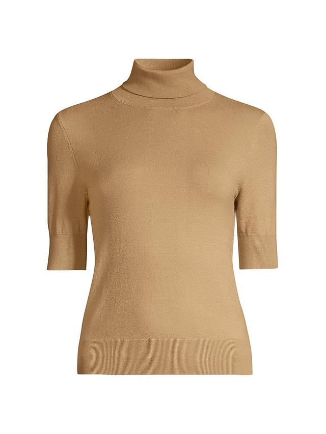 Womens Knit Cotton-Blend Turtleneck Top Product Image