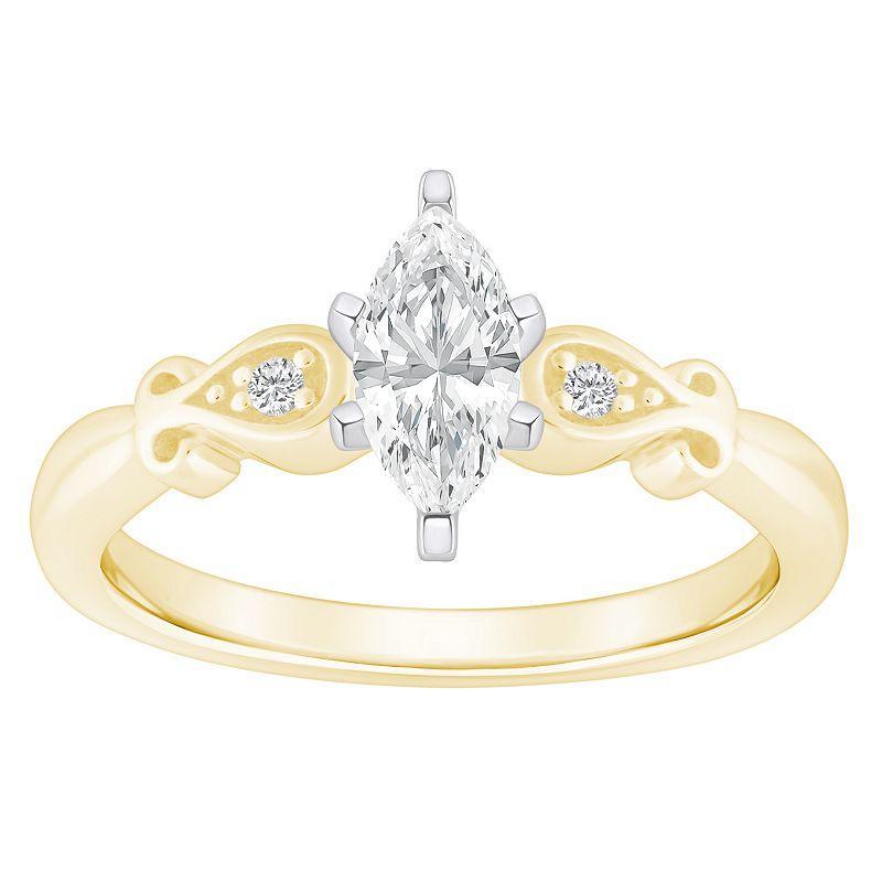 Alyson Layne 14k Gold 1/2 Carat T.W. Diamond Marquise Cut Engagement Ring, Womens Two Tone Product Image