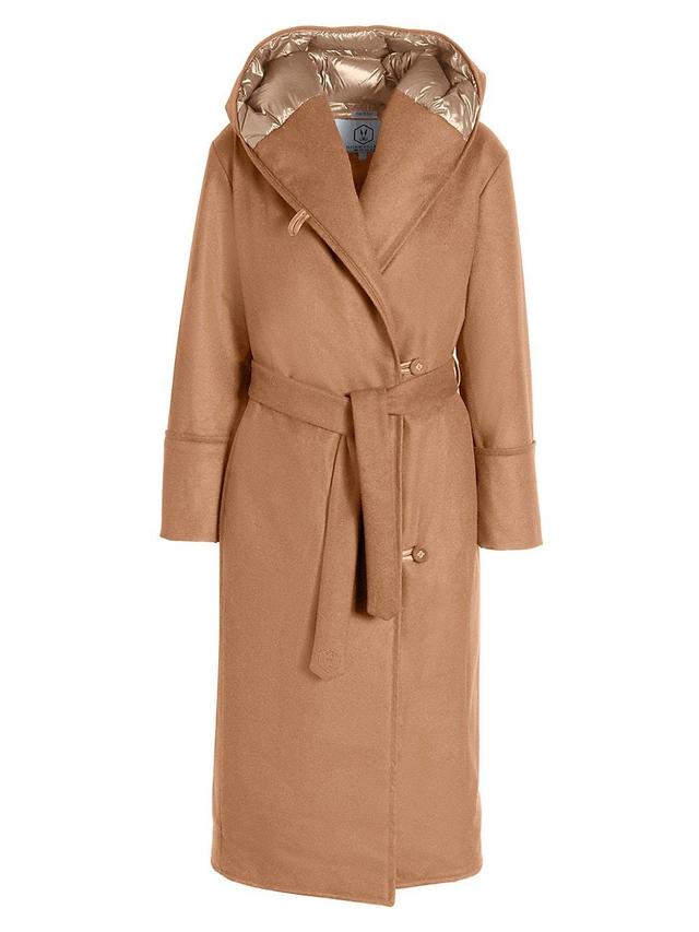 Womens Wool-Blend Down Hooded Wrap Coat Product Image
