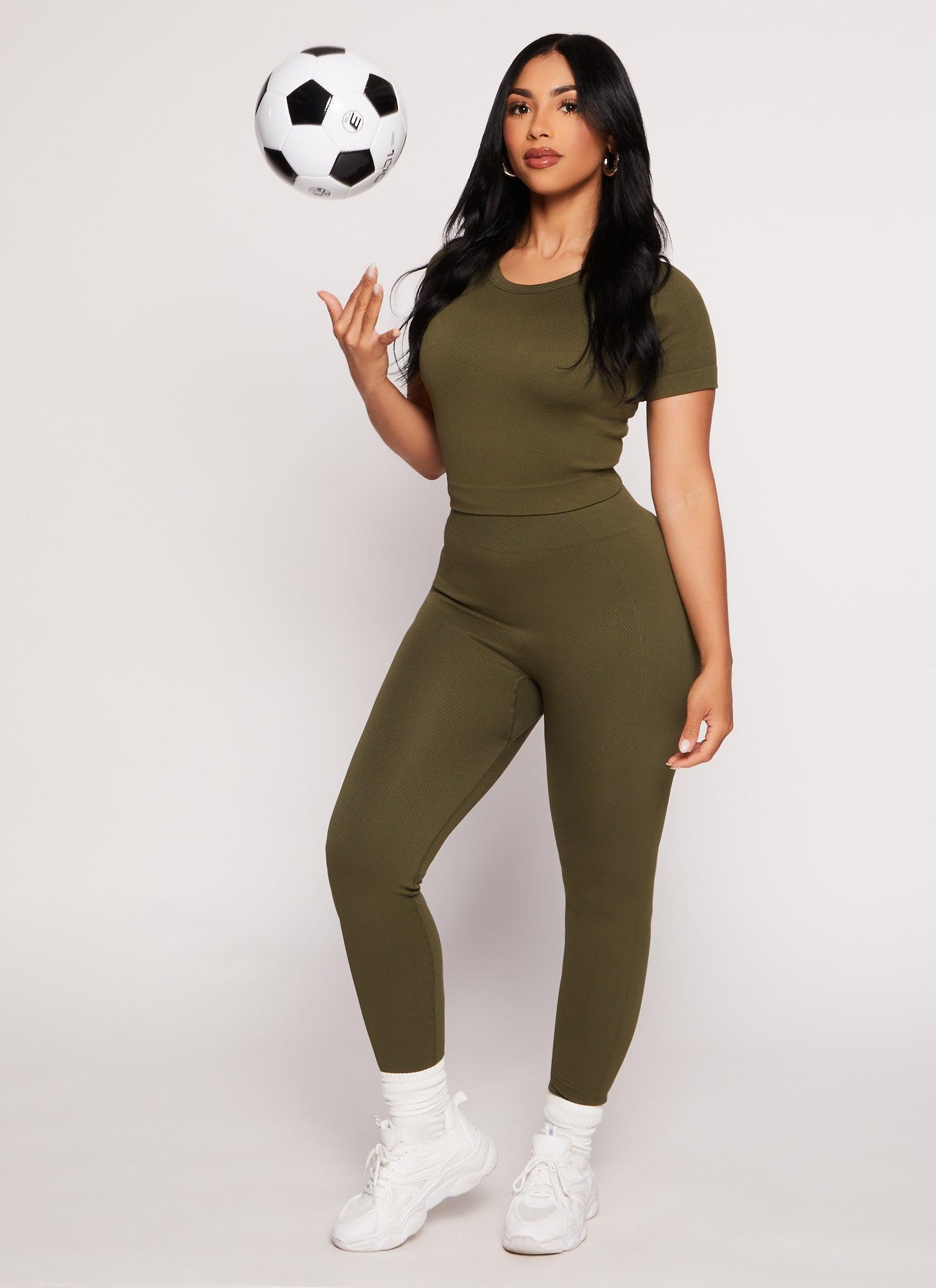 Womens Seamless Ribbed High Waisted Leggings Product Image