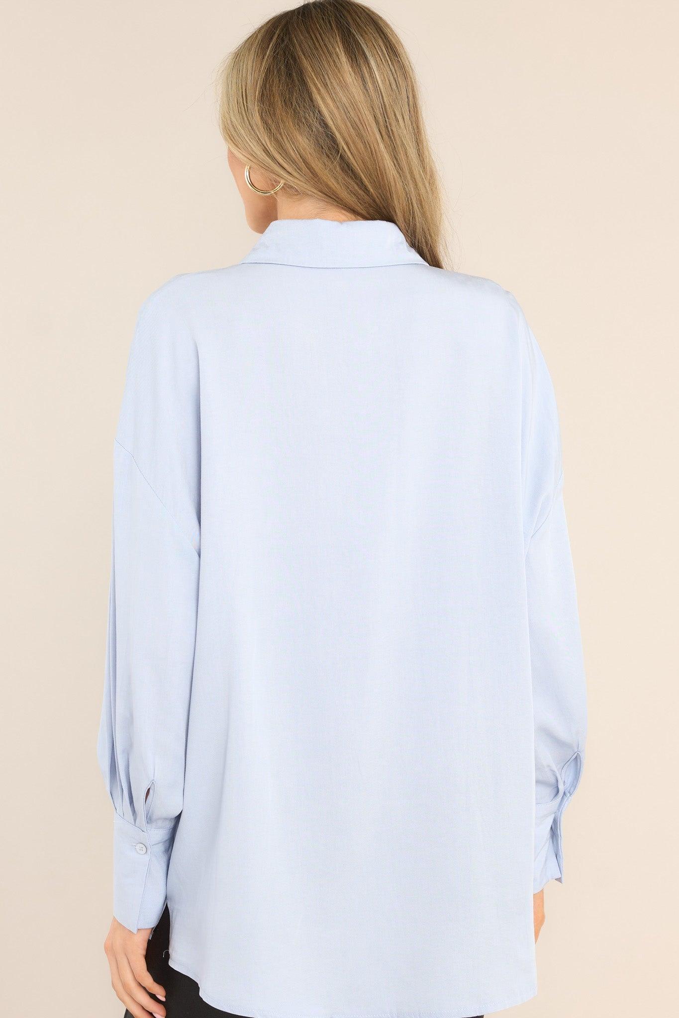 All The Same Blue Long Sleeve Button Front Top Light Blue Product Image