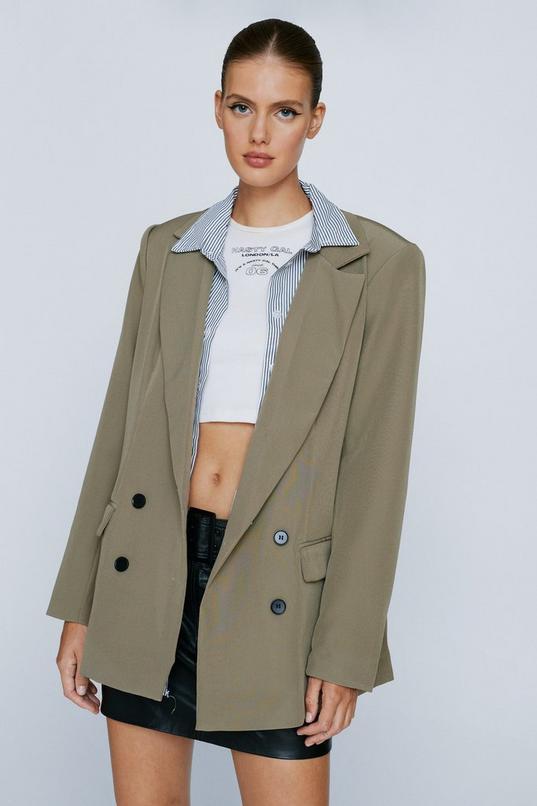 Oversized Double Breasted Padded Shoulder Blazer Product Image