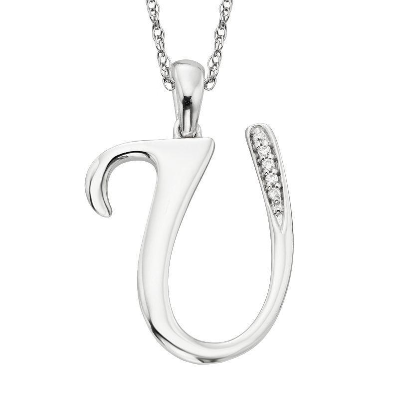 Sterling Silver Diamond Accent Initial Pendant, Womens Product Image