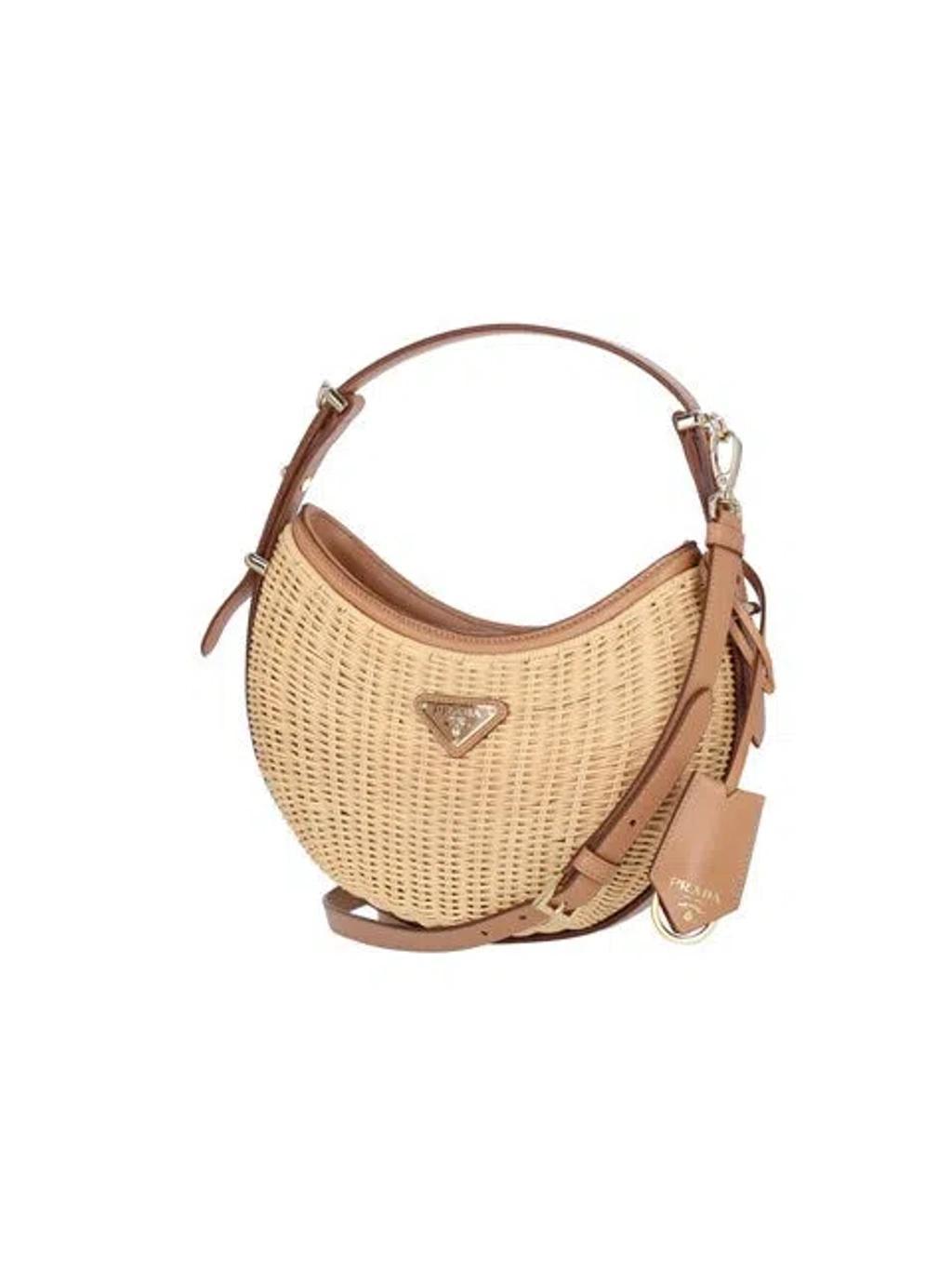 PRADA Shoulder Bag In Woven Wicker In Brown Product Image