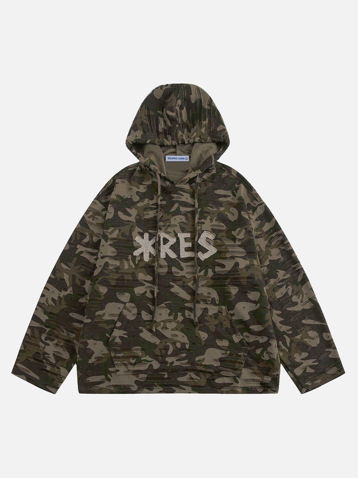 Aelfric Eden Distressed Camouflage Hoodie Product Image