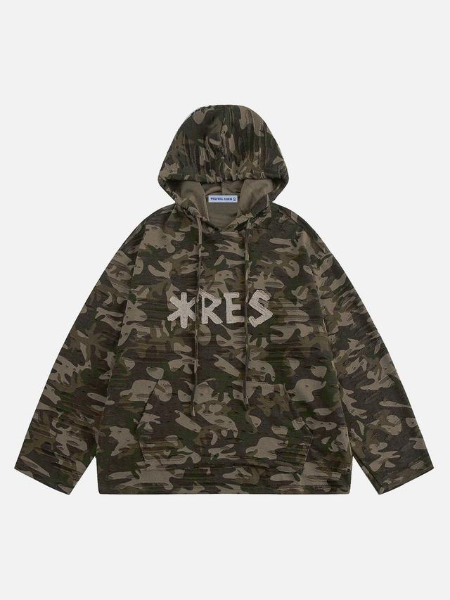 Aelfric Eden Distressed Camouflage Hoodie Product Image