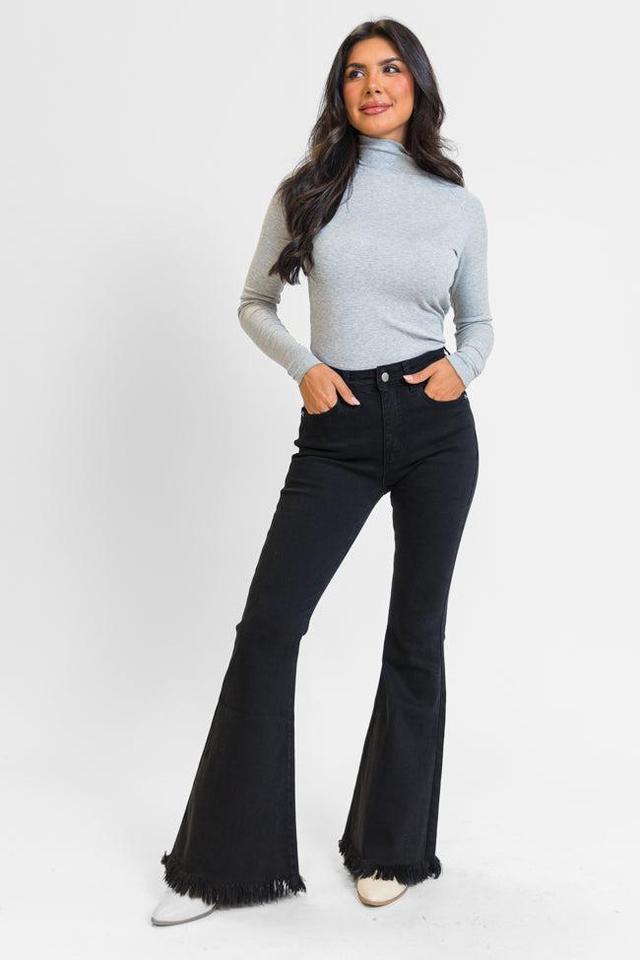 Maren Black Wash Stretchy Flare Jeans Product Image