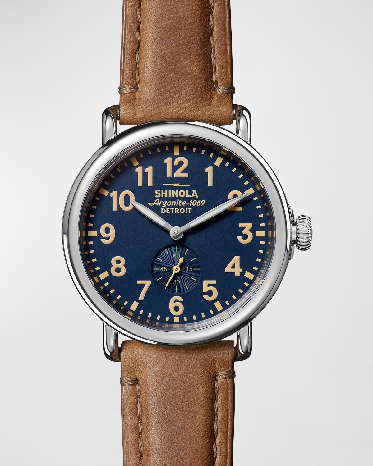 Mens The Runwell Leather Watch, 41mm Product Image