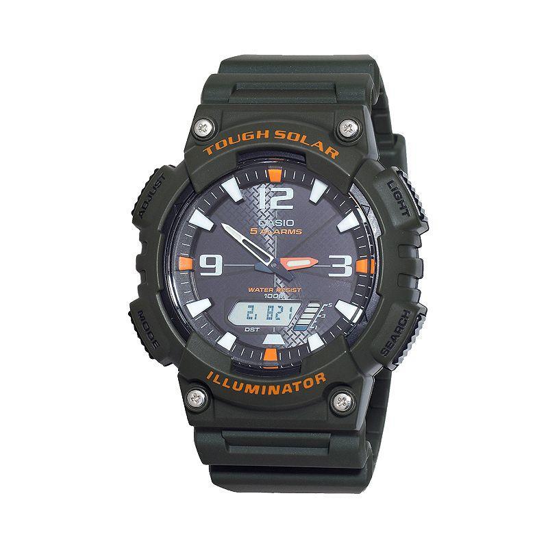 Casio Mens Tough Solar Illuminator Analog & Digital Chronograph Watch, Orange Product Image