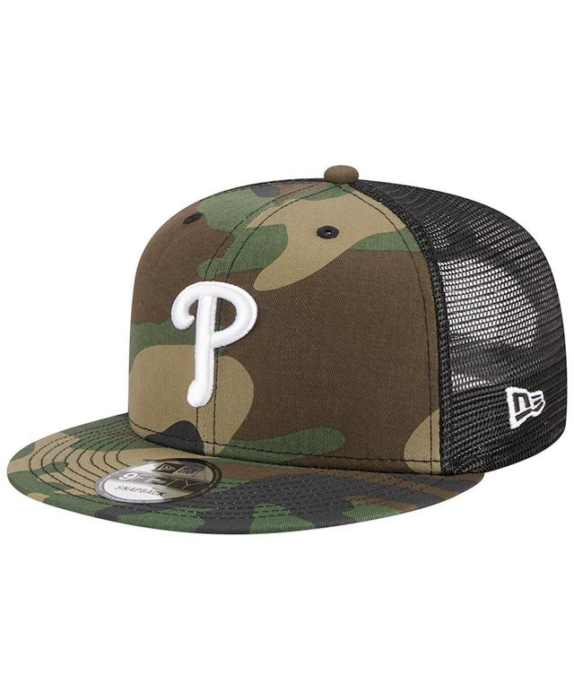 Mens New Era Camo Philadelphia Phillies Woodland Camo Trucker 9FIFTY Snapback Hat Product Image