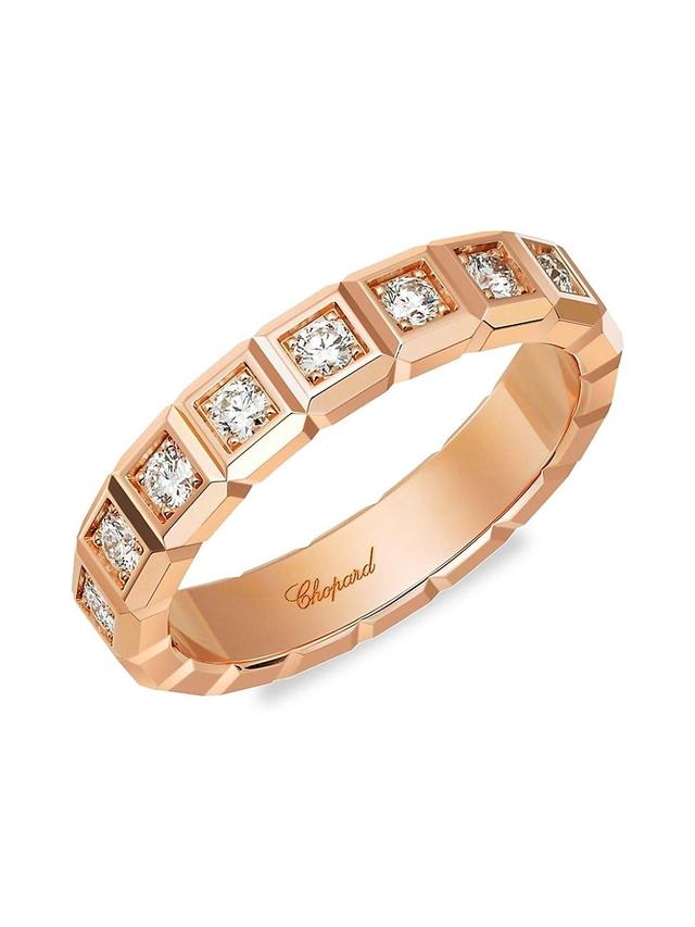 Womens Ice Cube 18K Rose Gold Diamond Ring Product Image