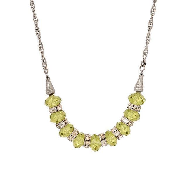 1928 Silver Tone Faceted Glass Bead Crystal Necklace, Womens, Green Product Image