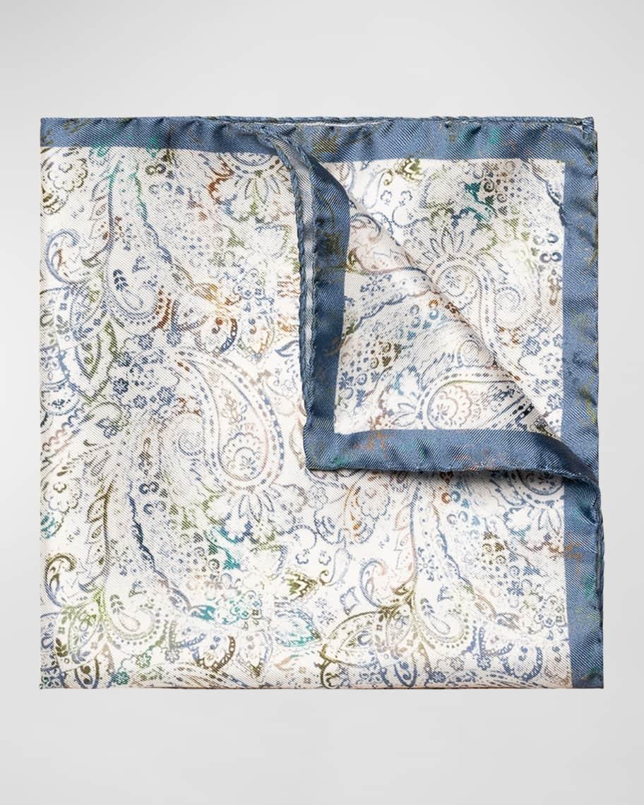 Men's Paisley-Print Silk Pocket Square Product Image