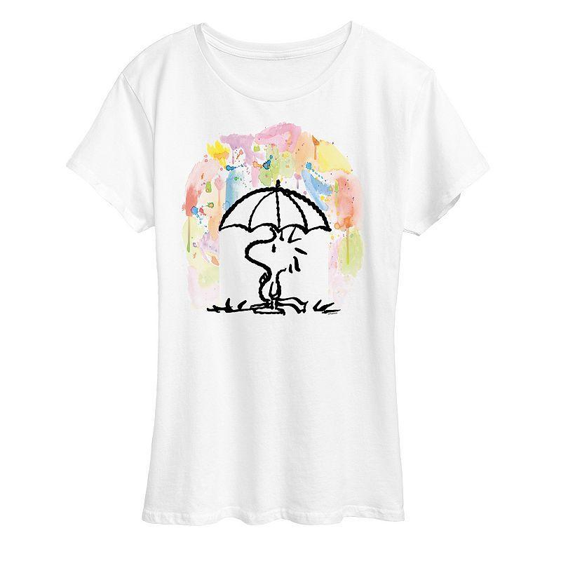 Womens Peanuts Woodstock Watercolor Graphic Tee White Product Image